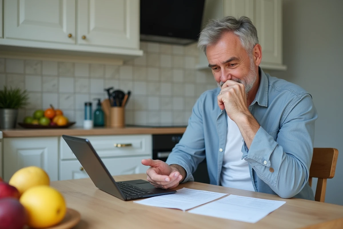 Homme comparant un PDF imprimé de questions permis de conduire avec une application numérique sur tablette