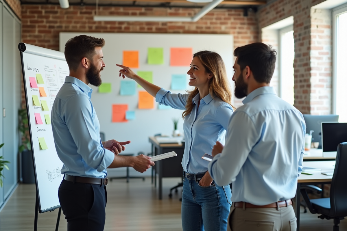 Groupe d entrepreneurs en réunion dans un bureau moderne