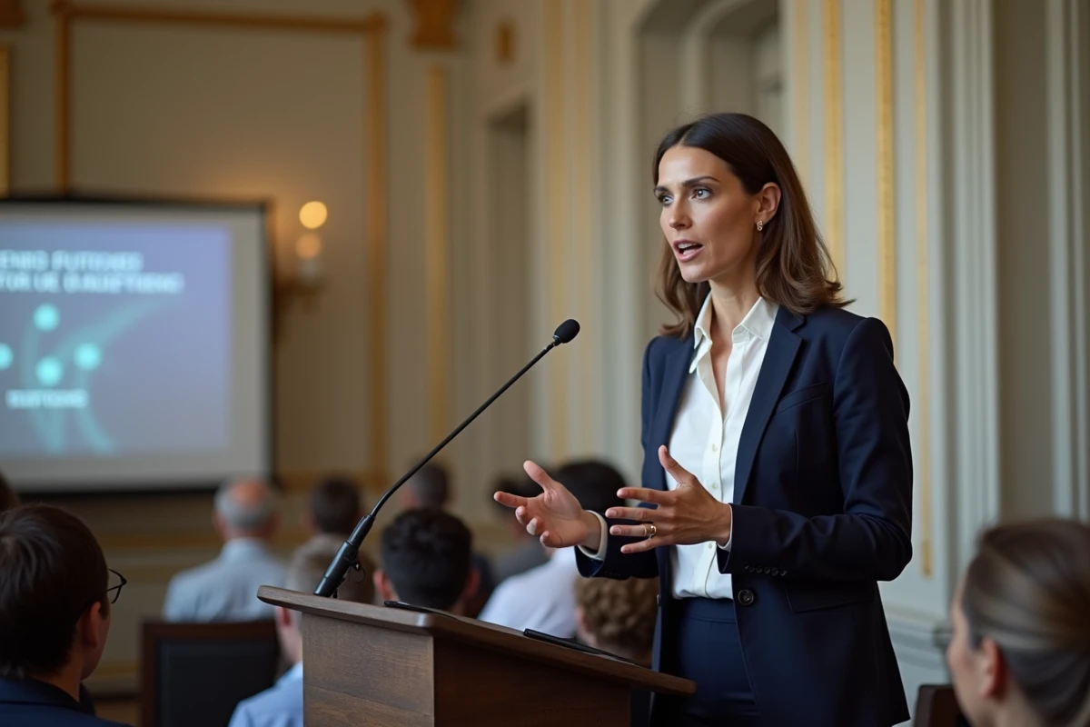 Femme confiante parlant lors d