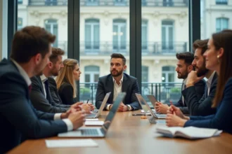 Groupe diversifié lors d'une conférence à Paris