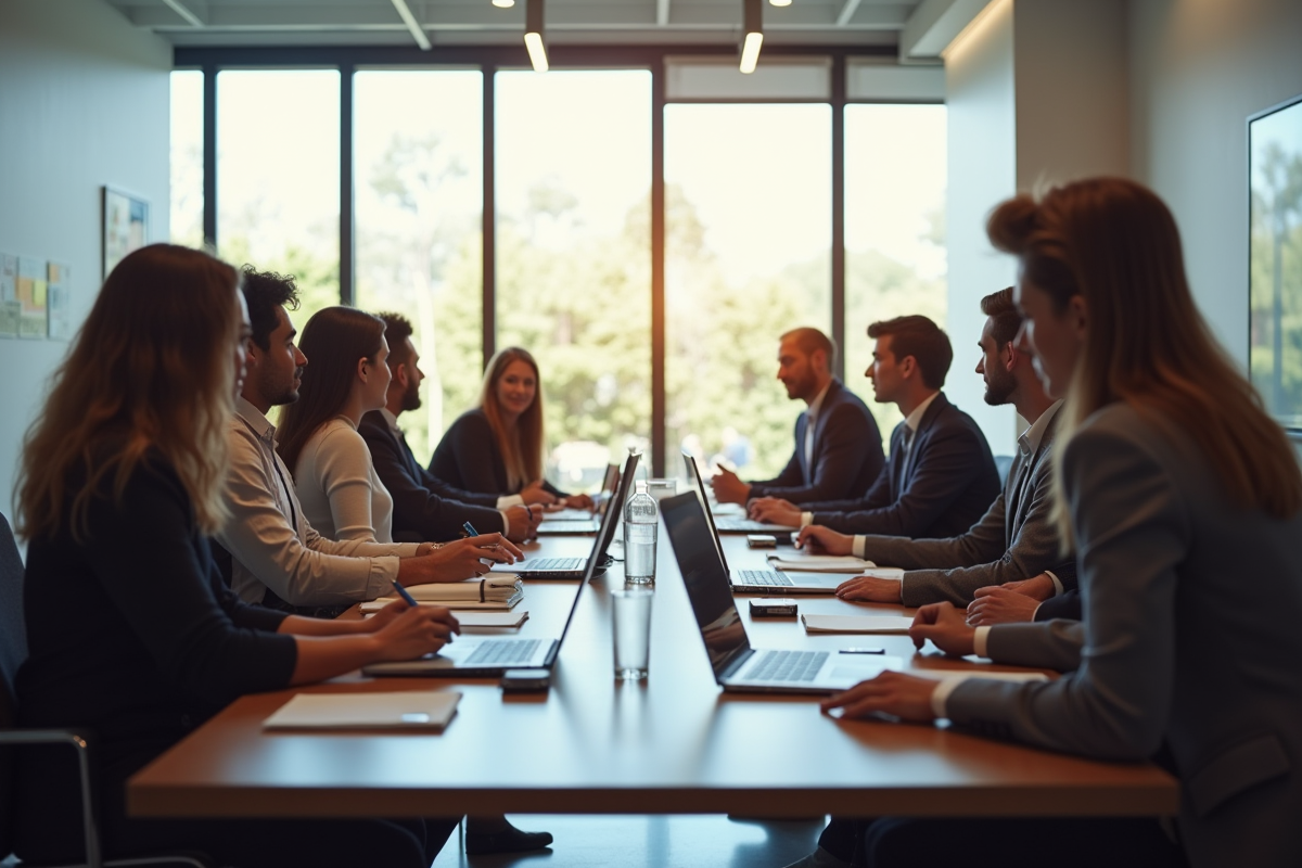 Groupe de professionnels lors d'un atelier en formation