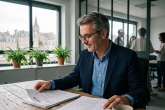 Homme d'affaires en réunion de recrutement dans un bureau moderne