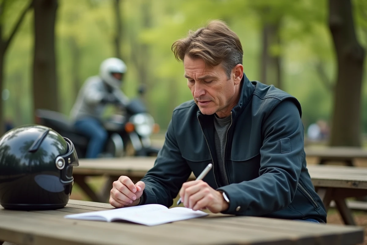 Homme lisant le code de la route à l