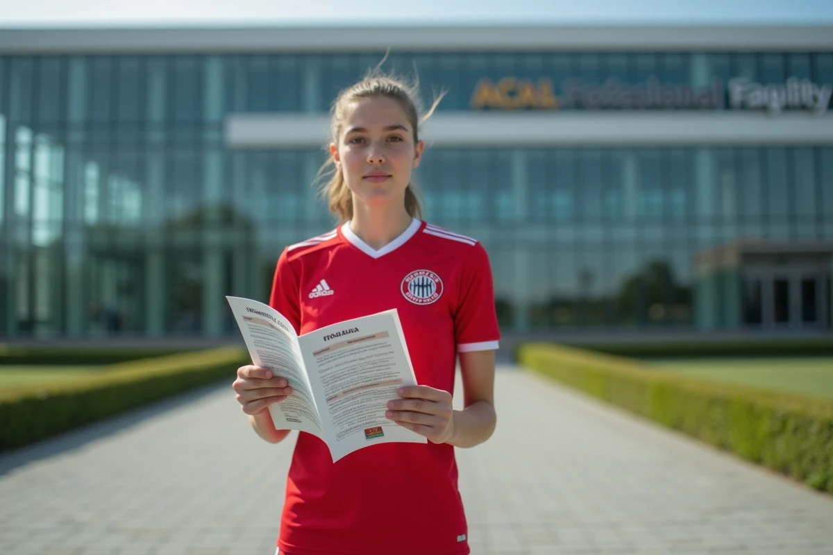 Jeune footballeuse réfléchissant au choix entre plusieurs centres de formation de clubs professionnels