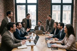 Groupe de professionnels en réunion à Lille