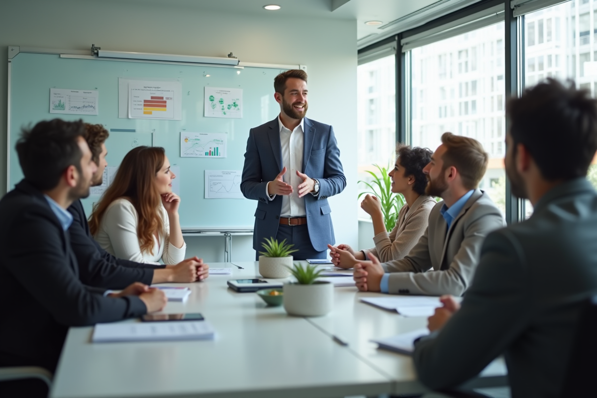 Manager dirigeant une réunion d